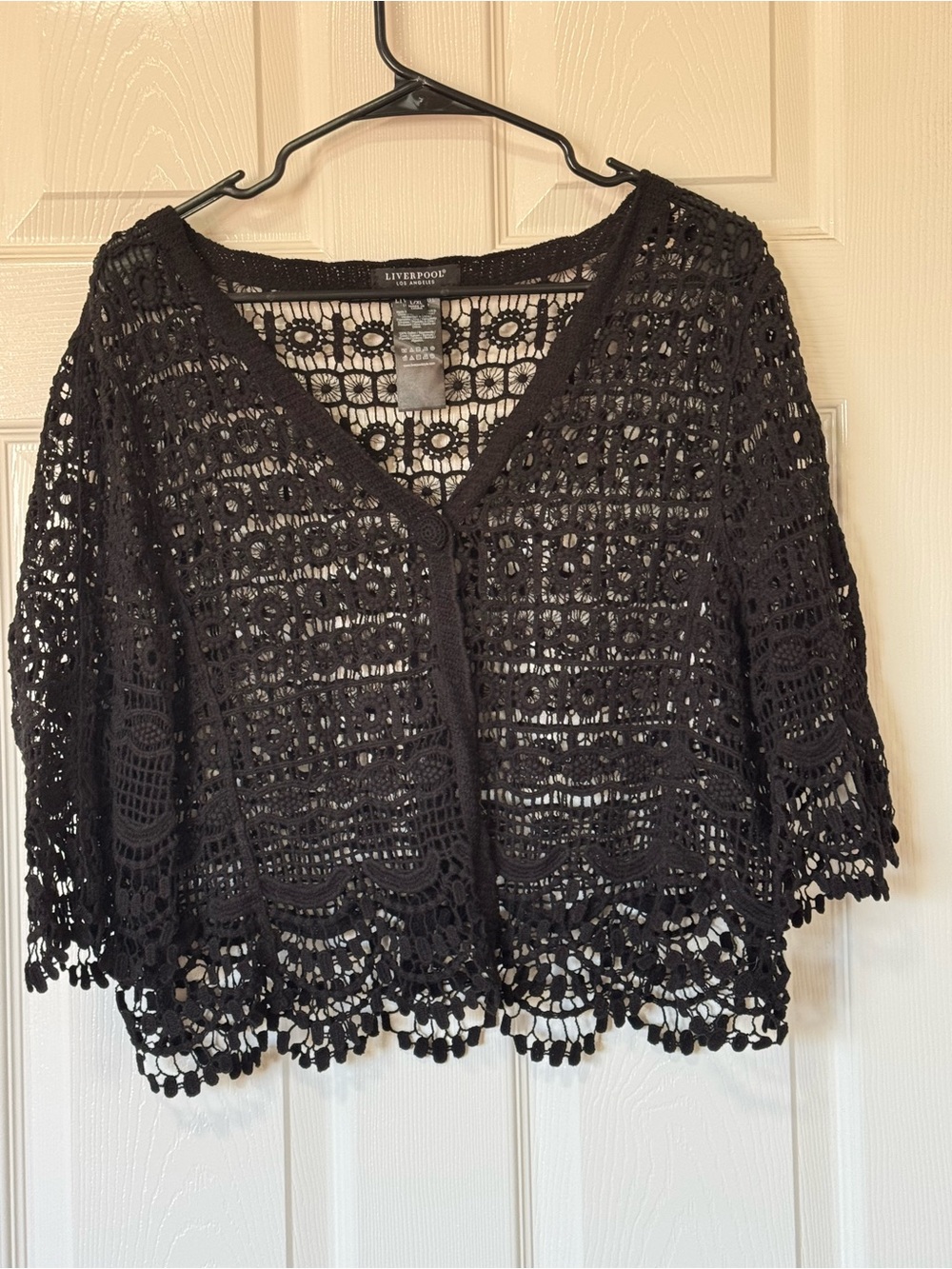 Liverpool Los Angeles Black Crochet Cardigan Women’s L/XL